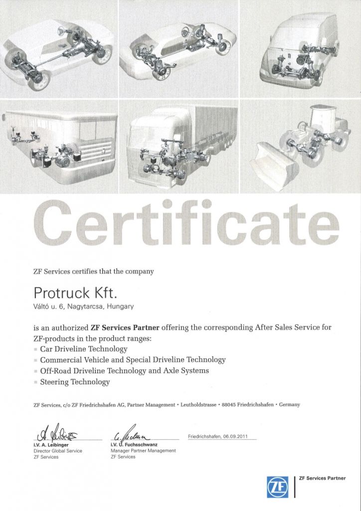 ZF Certificate 2011